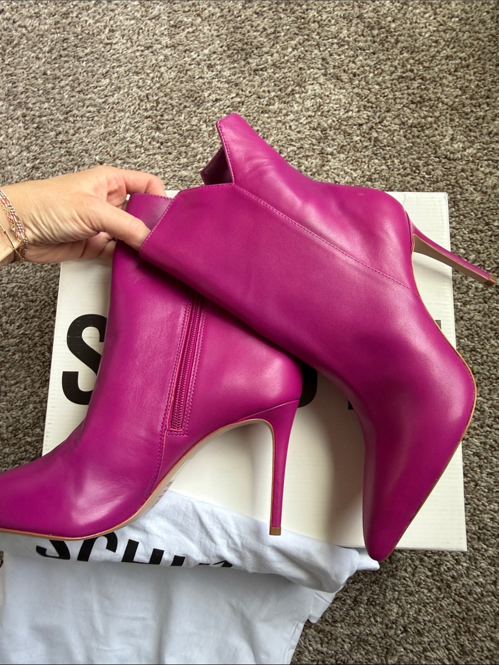 SCHUTZ Pink Betsey Pointed Toe Stiletto Ankle Boots Sz 9.5M - Picture 8 of 9